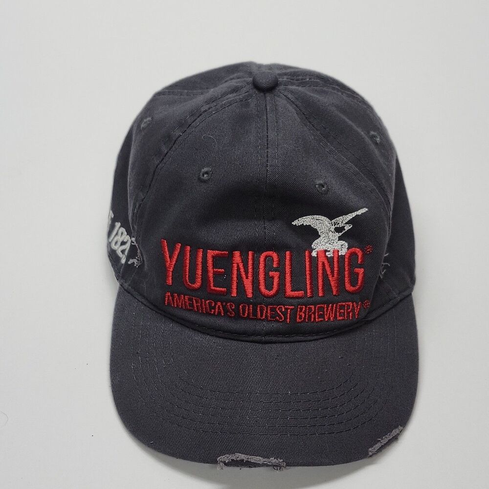 Yuengling America's Oldest Brewery Distressed Baseball Cap Hat Black Red Logo